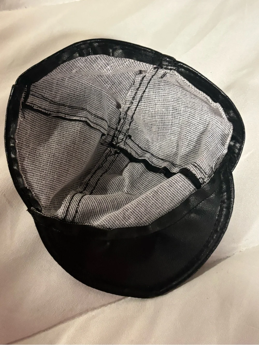 18” doll Black Faux Leather Newsboy Cap